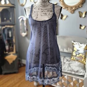 Victoria's Secret Navy Sheer Lace Chemise Small